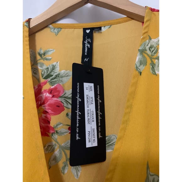 NWT Influence Wrap Dress with Frill Detail in Floral Print (ASOS) - Picture 6 of 7